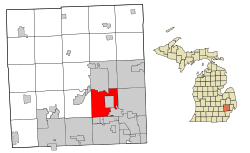 Oakland County Michigan Incorporated and Unincorporated areas Bloomfield Township highlighted